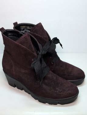 Waldlaufer Luftpolster lace up zip wedge ankle bootie boots womans size 8